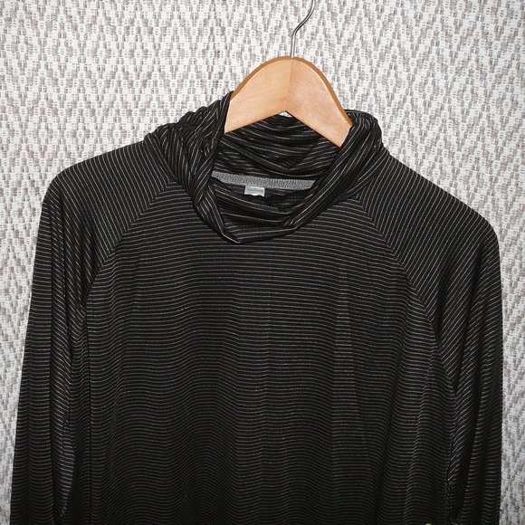 Spalding Speed Dry Black Gold Striped Pullover Turtleneck Athleisure Top 1X NWT - Picture 2 of 11